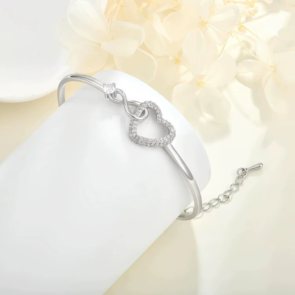 To My Daughter Forever Connected Bracelet, Infinity Forever Love Heart Bracelets from Mom Cubic Zirconia Inspirational Gift