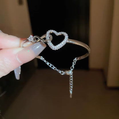 To My Daughter Forever Connected Bracelet, Infinity Forever Love Heart Bracelets from Mom Cubic Zirconia Inspirational Gift